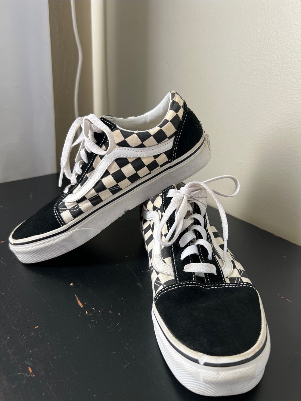 Vans Black & White Checkerboard Low-Top suede Sneakers size 7.5 - Picture 5 of 10